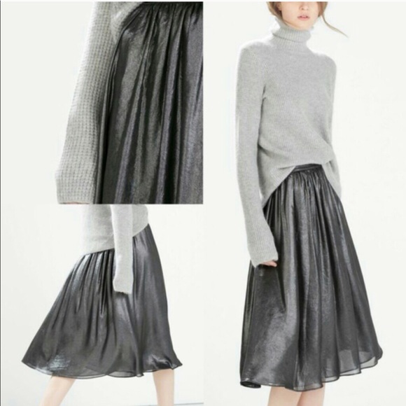 Zara Dresses & Skirts - Zara Metallic Gray Skirt NWT